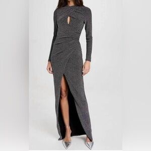 Black Halo Charcoal Long Sleeve Dress